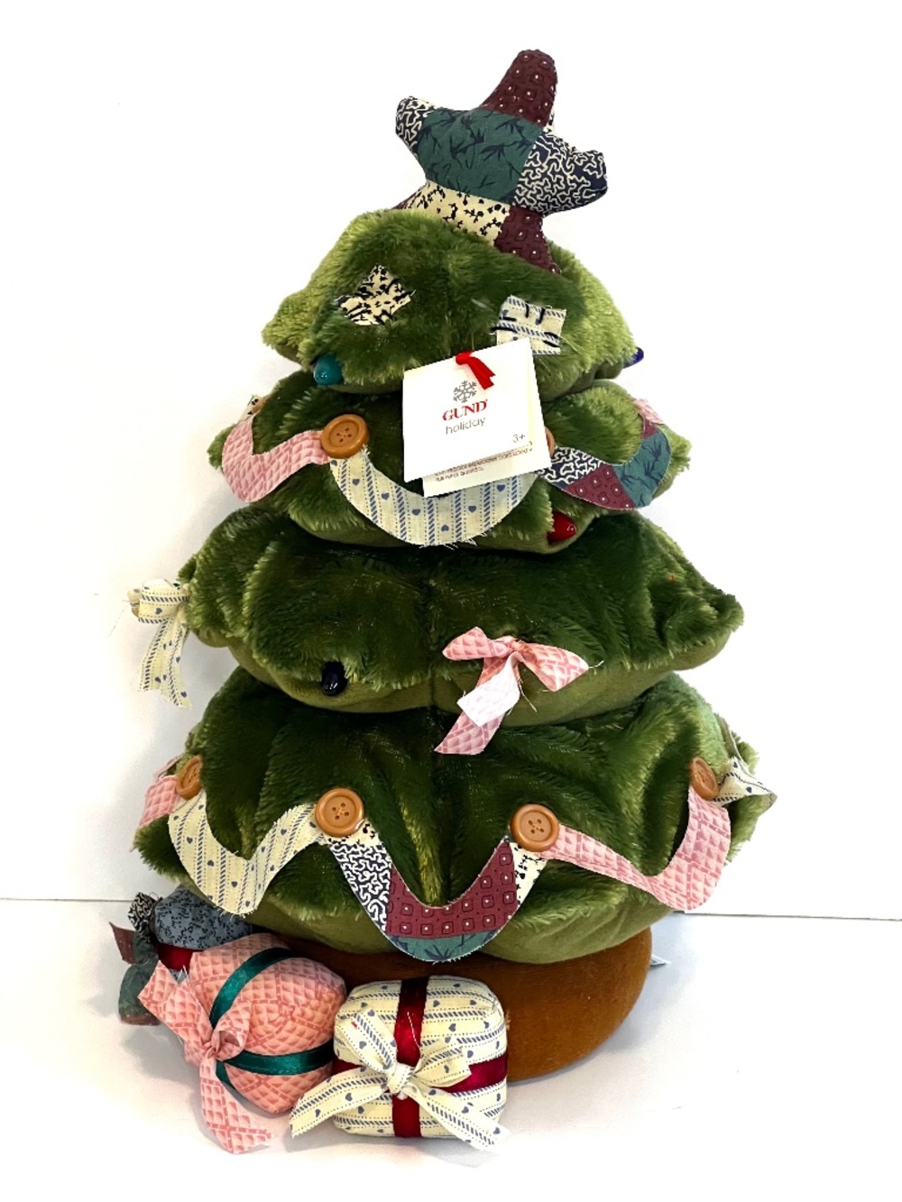 GUND Christmas Rotating Musical Light Up Plush Tree Vintage Patchwork Fabric NWT